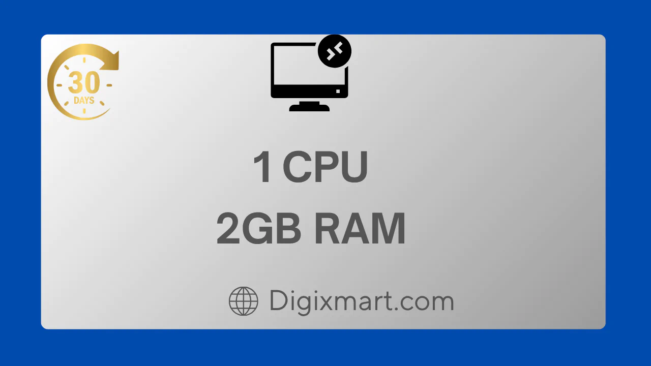 Buy RDP/VPS (1 CPU / 2GB RAM / 50GB SSD) – 30 Days Access + Full Warranty