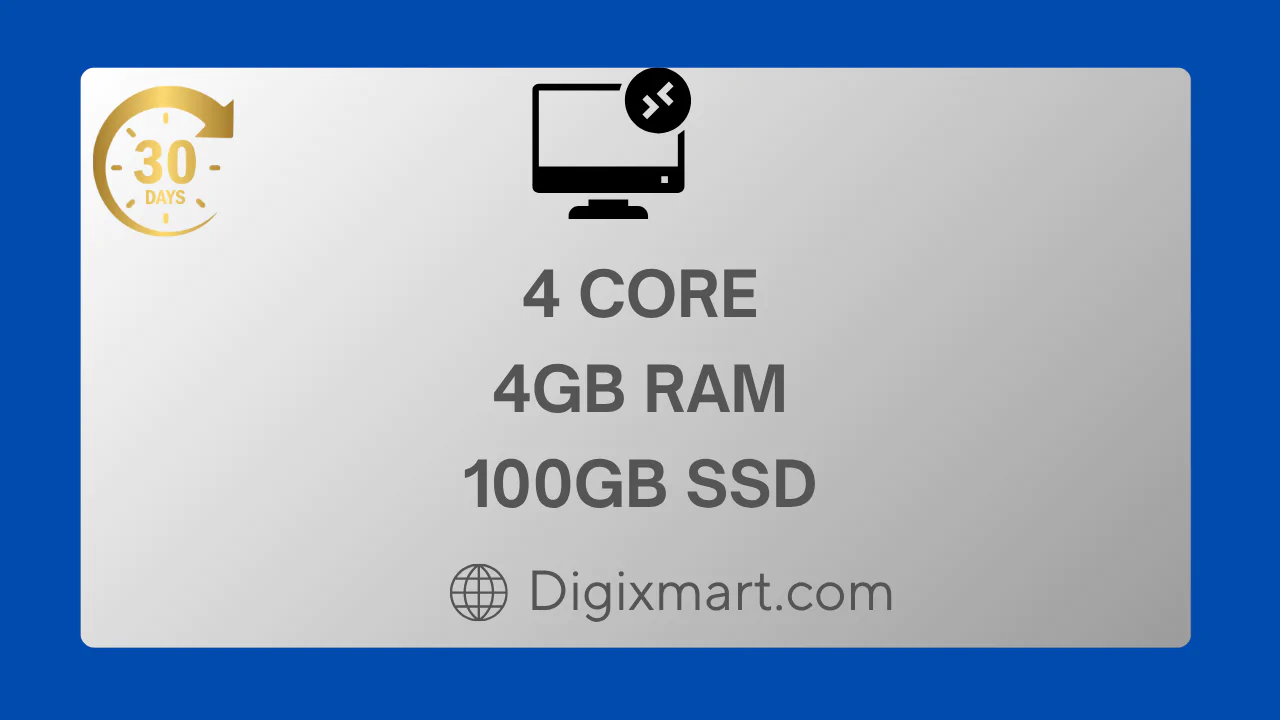 Buy RDP VPS – 4 Core / 4GB RAM / 100GB SSD – Full Admin + 1-Month Warranty