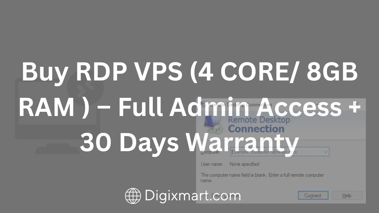 RDP/VPS – 4 Core / 8GB RAM (1 Month) – Windows/Linux + Full Warranty